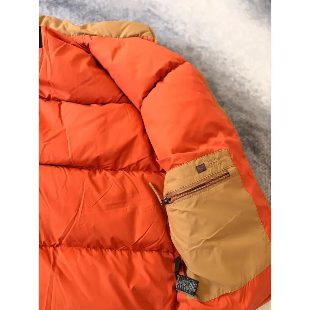 American Eagle Brown Puffer Vest Y2K USAE 1977 Expedition Hood Mens Size XS